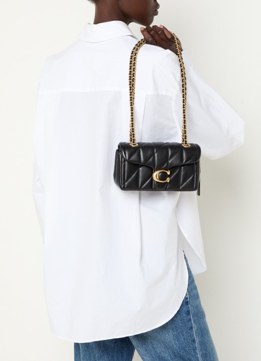 Coach Tabby 20 schoudertas van leer met quiltpatroon - voorkant 4 zwart