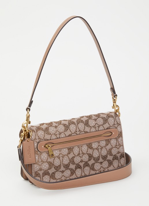 Coach Tabby 26 schoudertas met pailletten en afneembare schouderriem  - achterkant lichtbruin