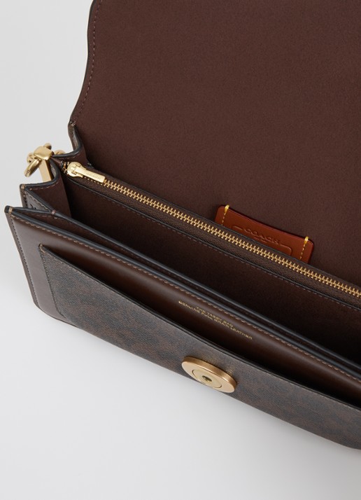 Coach Tabby 26 schoudertas van kalfsleer met logoprint - detail 2 donkerbruin