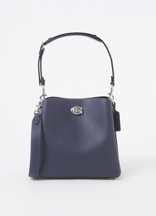 Coach Willow Bucket schoudertas van leer met afneembare schouderriem - voorkant 4 donkerblauw