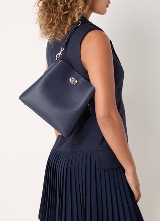 Coach Willow Bucket schoudertas van leer met afneembare schouderriem - voorkant 6 donkerblauw