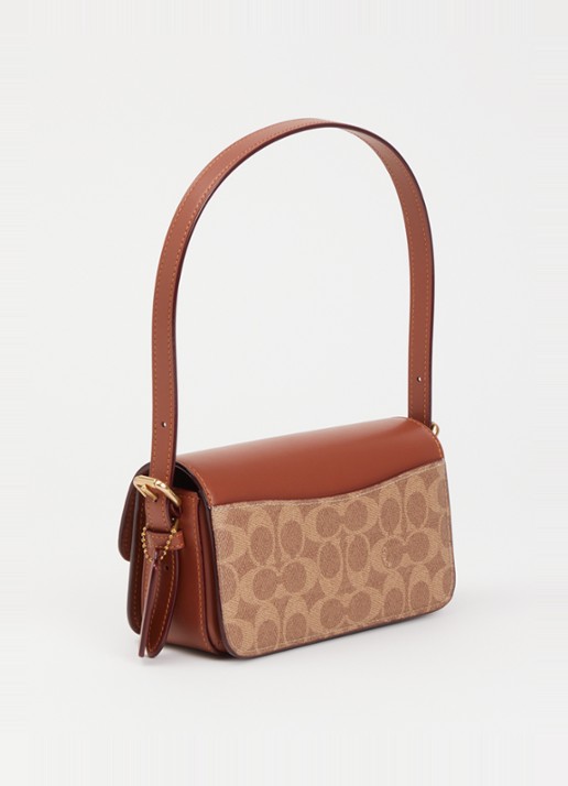 Coach Zoe schoudertas van leer met logoprint - achterkant roodbruin