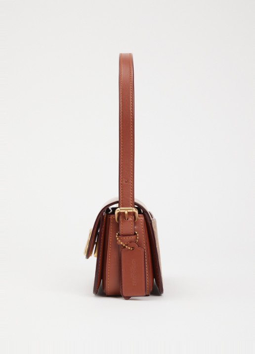 Coach Zoe schoudertas van leer met logoprint - detail 6 roodbruin
