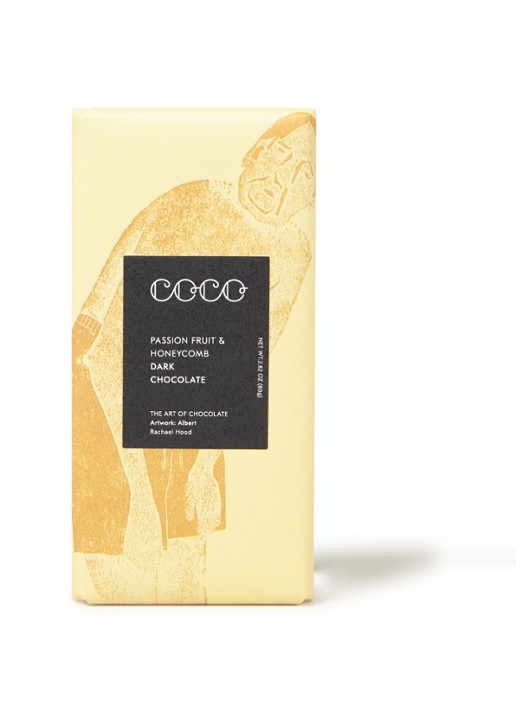 Coco Chocolatier Passion Fruit & Honeycomb donkere chocolade 80 gram - voorkant undefined