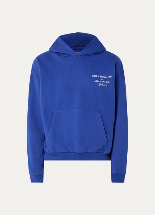Cole Buxton Athletic hoodie met front- en backprint - voorkant 2 kobaltblauw