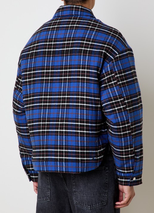 Cole Buxton Gewatteerd overshirt met ruitdessin - achterkant 6 kobaltblauw