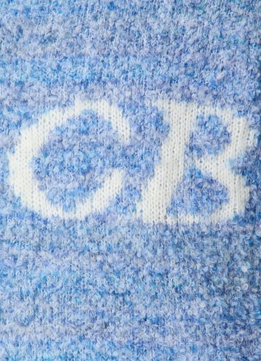 Cole Buxton Grofgebreide trui van bouclé met ingebreid patroon - detail 3 blauwgrijs