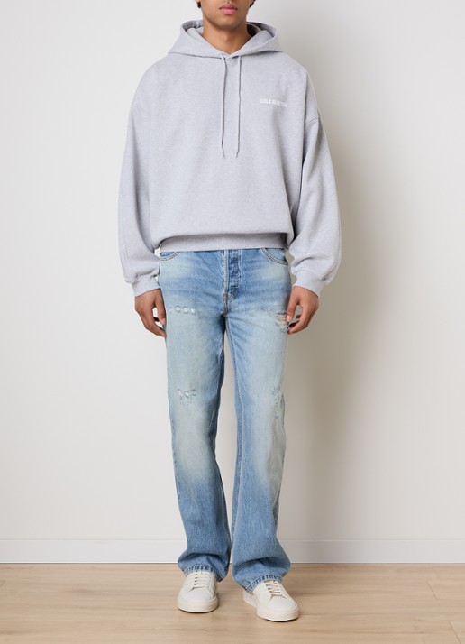 Cole Buxton Hoodie met logo- en backprint  - voorkant 2 lichtgrijs