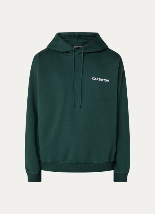 Cole Buxton Hoodie met logo- en backprint  - voorkant groen