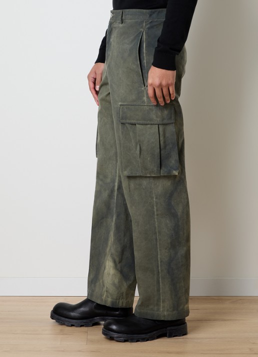Cole Buxton Loose fit cargobroek met verwassen afwerking en klepzakken - detail 5 legergroen