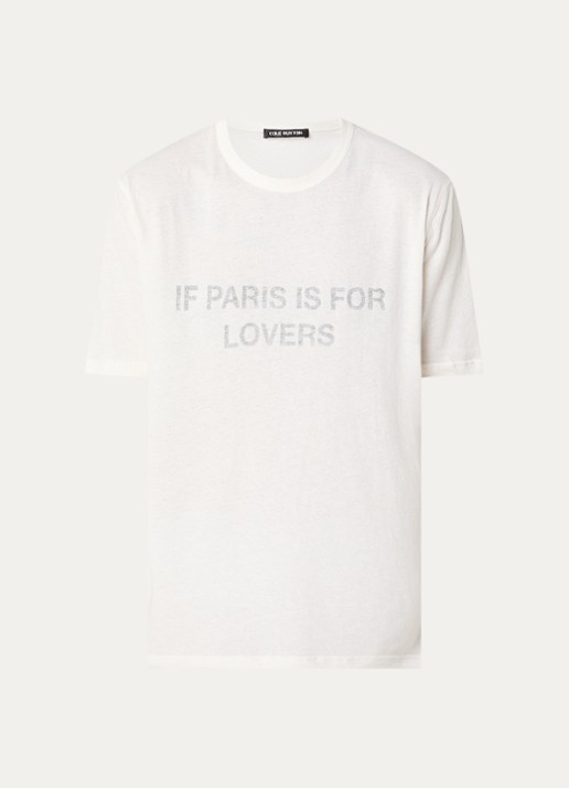 Cole Buxton Paris Texas T-shirt met front- en backprint - voorkant 3 ivoor
