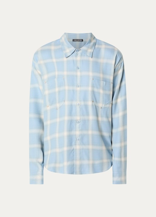Cole Buxton Regular fit overhemd met ruitdessin - voorkant 3 blauw