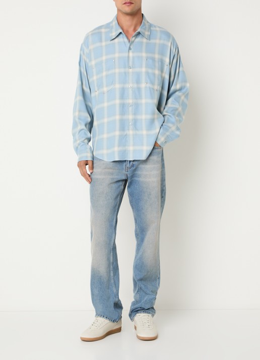 Cole Buxton Regular fit overhemd met ruitdessin - voorkant 4 blauw