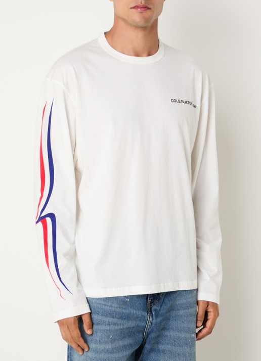 Cole Buxton Sport longsleeve met logo- en backprint - achterkant gebroken wit