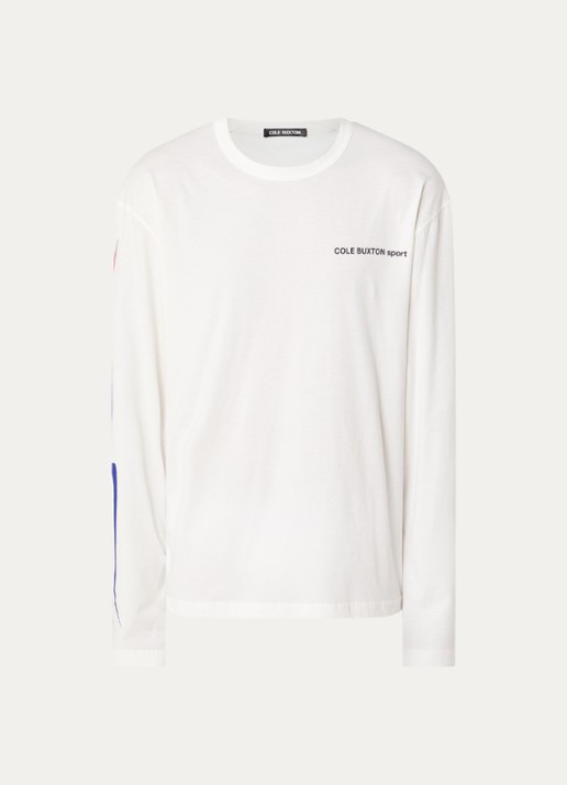 Cole Buxton Sport longsleeve met logo- en backprint - voorkant 3 gebroken wit