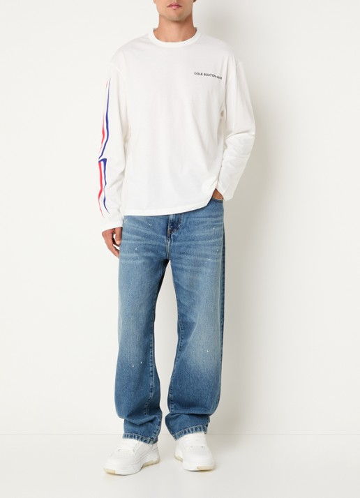 Cole Buxton Sport longsleeve met logo- en backprint - voorkant 4 gebroken wit