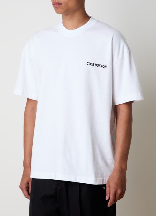 Cole Buxton Sportswear T-shirt met logo- en backprint - achterkant wit