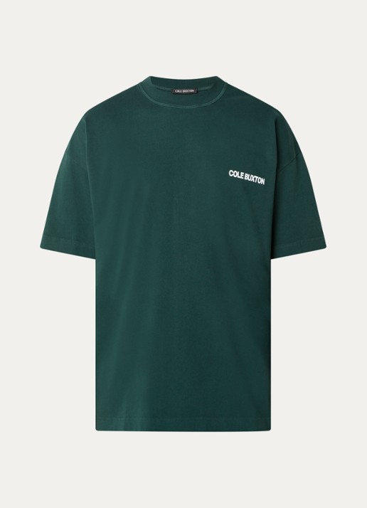 Cole Buxton Sportswear T-shirt met logo- en backprint - voorkant groen