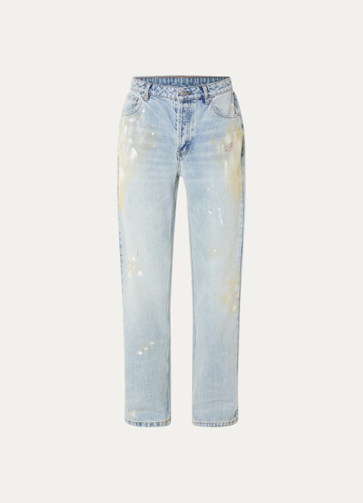 Cole Buxton Straight fit jeans met lichte wassing en steekzakken - voorkant indigo