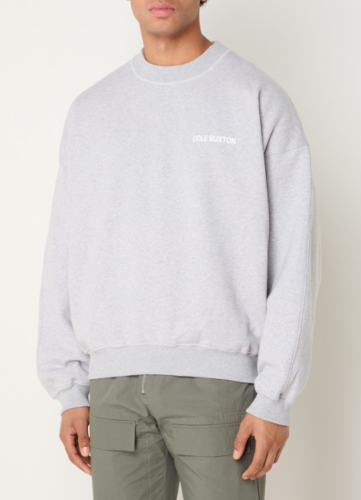 Cole Buxton Sweater met logo- en backprint - achterkant lichtgrijs