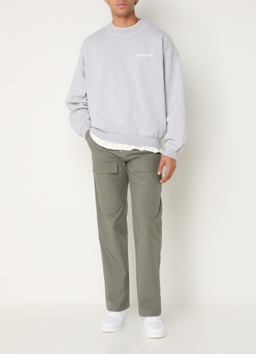 Cole Buxton Sweater met logo- en backprint - voorkant 4 lichtgrijs