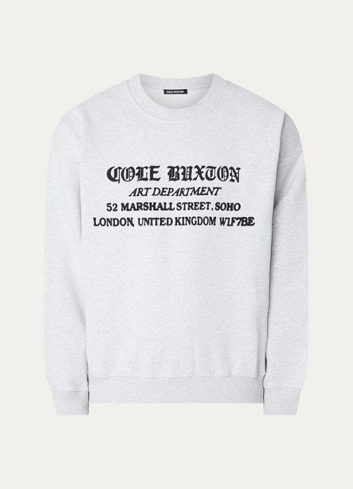 Cole Buxton Sweater met logoprint - voorkant 2 lichtgrijs