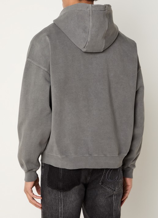 Cole Buxton Sweatvest met capuchon en steekzakken  - achterkant middengrijs