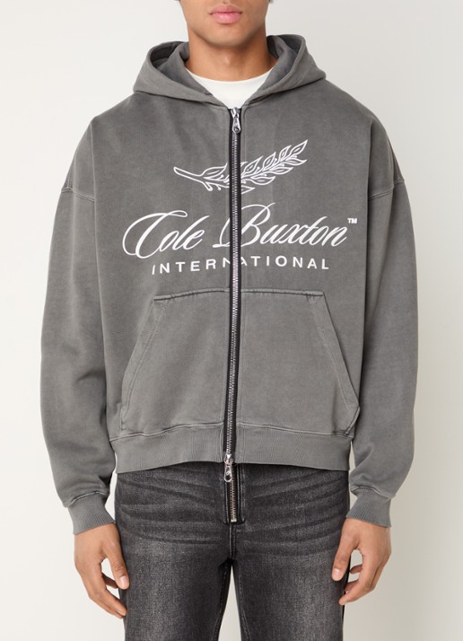 Cole Buxton Sweatvest met capuchon en steekzakken  - detail 4 middengrijs
