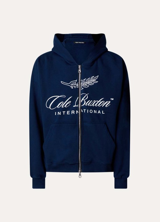 Cole Buxton Sweatvest met capuchon en steekzakken  - voorkant 4 donkerblauw