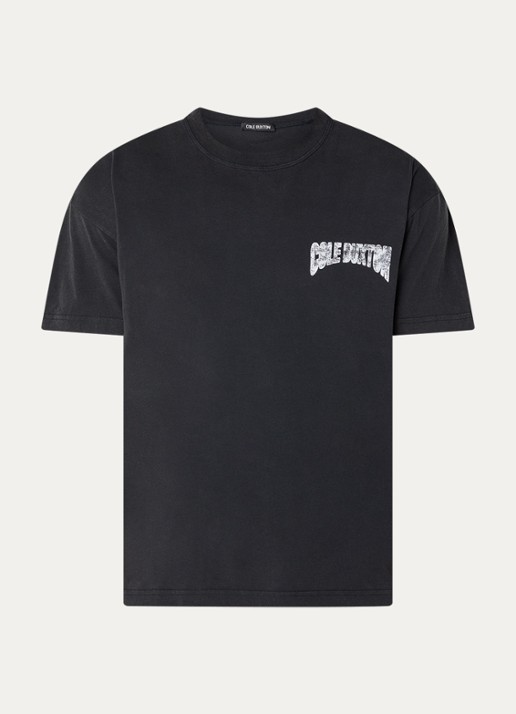 Cole Buxton T-shirt met logo- en backprint - voorkant 3 antraciet