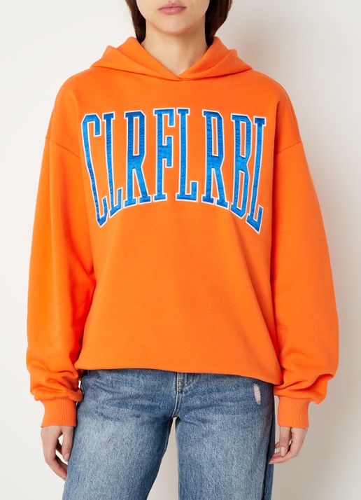 Colourful Rebel CLRFL RBL oversized hoodie in biologische katoenblend - detail 4 orange