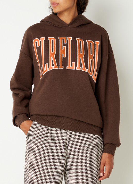 Colourful Rebel CLRFL RBL oversized hoodie in biologische katoenblend - detail 4 bruin