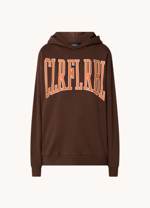 Colourful Rebel CLRFL RBL oversized hoodie in biologische katoenblend - voorkant 2 bruin