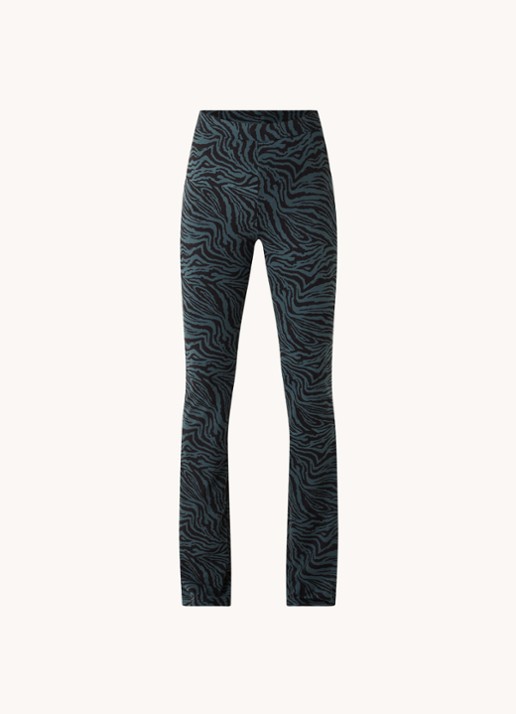 Colourful Rebel High waist flared fit legging met zebraprint - voorkant 3 groen