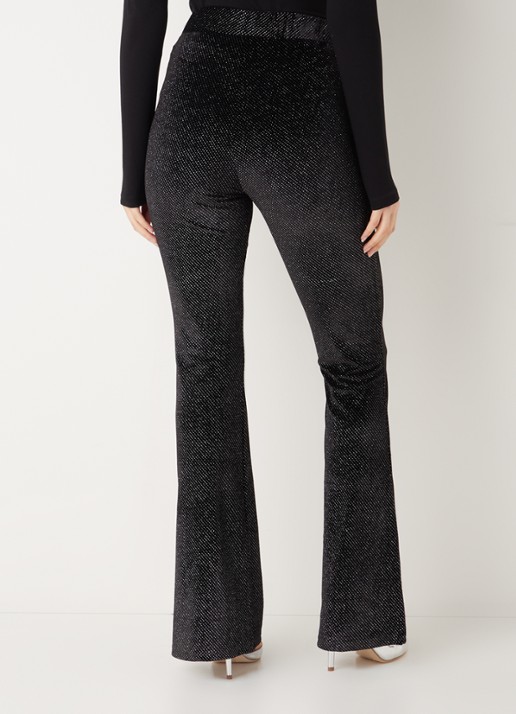 Colourful Rebel Jolie high waist flared fit broek van fluweel - achterkant 4 zwart