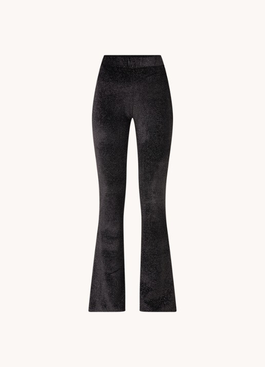 Colourful Rebel Jolie high waist flared fit broek van fluweel - voorkant zwart