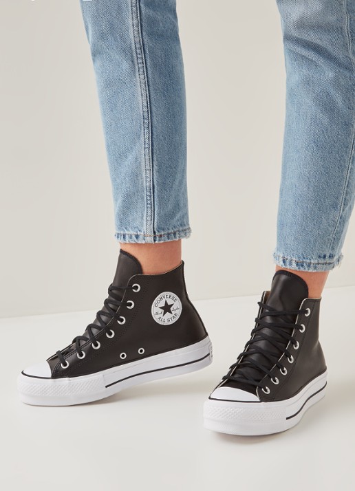 Converse All Star sneaker van leer - voorkant 5 zwart