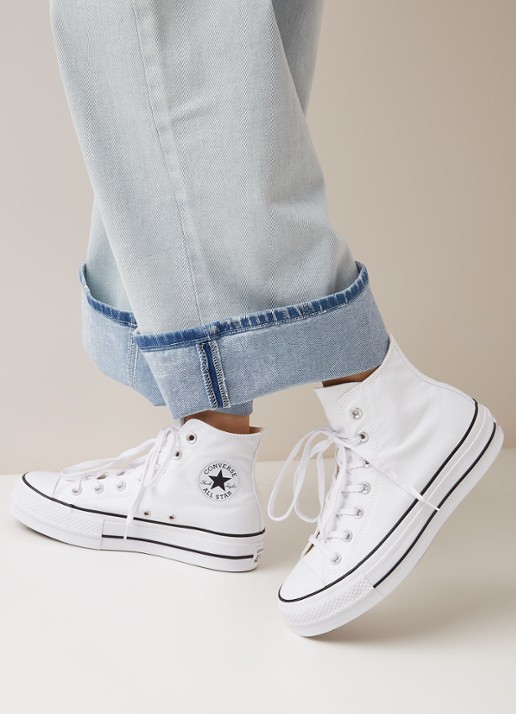 Converse Chuck Taylor All Star Lift High Top sneaker van canvas - voorkant 2 wit