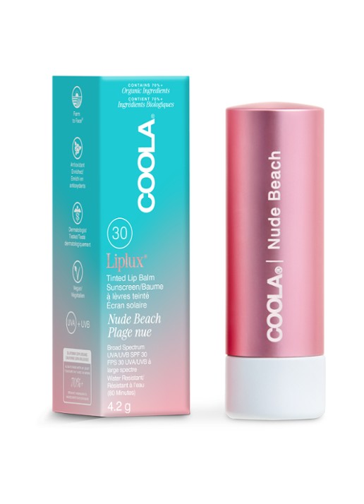 Coola Mineral Liplux SPF 30 - SPF-lippenbalsem - voorkant nude beach