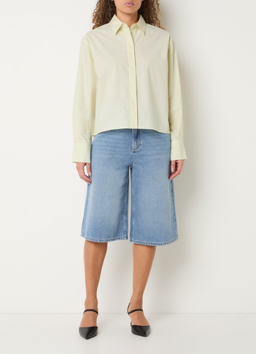 Copenhagen Muse Blouse met streepprint - voorkant 3 geel