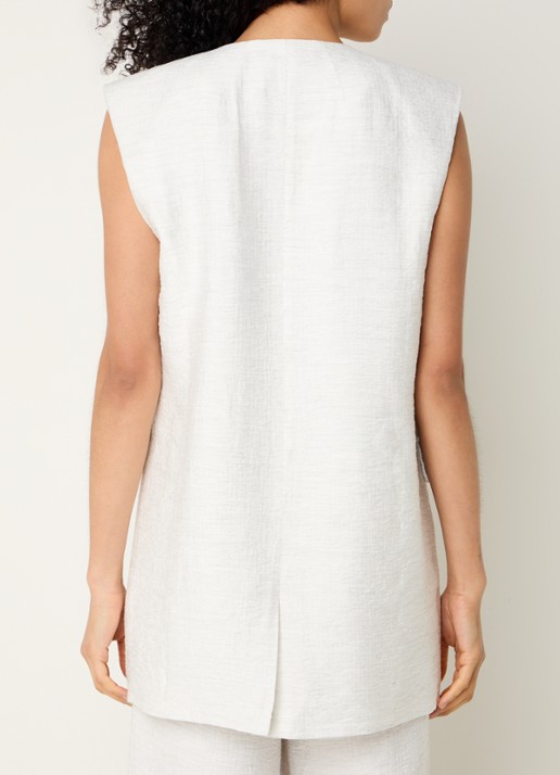 Copenhagen Muse Brie gilet met klepzakken en structuur - achterkant 5 gebroken wit