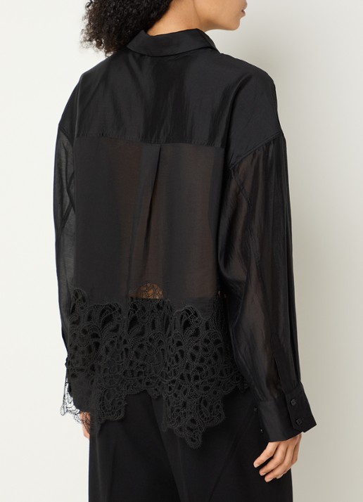 Copenhagen Muse CMDolly semi-transparante blouse met details van kant - achterkant 4 zwart