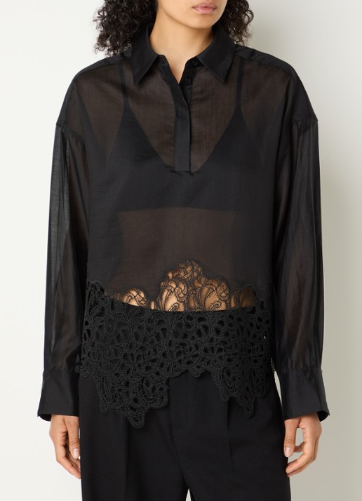Copenhagen Muse CMDolly semi-transparante blouse met details van kant