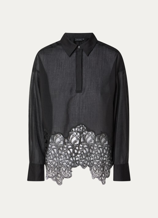 Copenhagen Muse CMDolly semi-transparante blouse met details van kant - voorkant 2 zwart