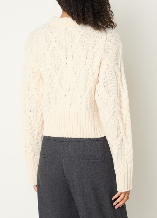 Copenhagen Muse CMMagle kabelgebreid vest in wolblend - achterkant 4 creme