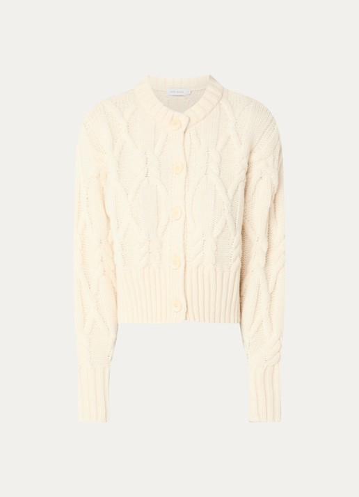 Copenhagen Muse CMMagle kabelgebreid vest in wolblend - voorkant creme