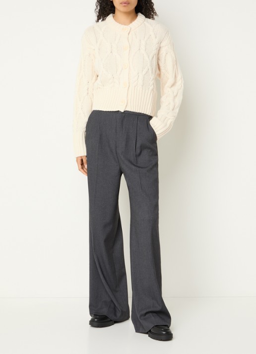Copenhagen Muse CMMagle kabelgebreid vest in wolblend - voorkant 2 creme