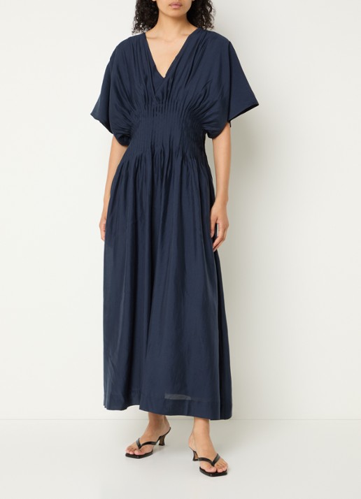 Copenhagen Muse CMMolly maxi jurk met plissé en vlindermouw
