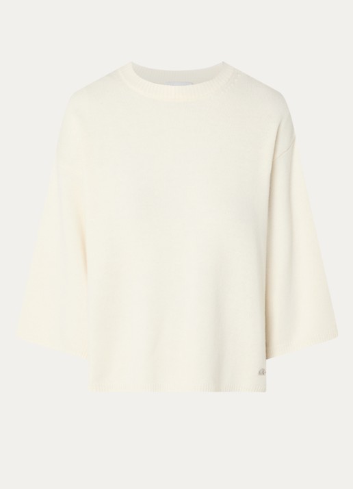 Copenhagen Muse CMSienna fijngebreide pullover van wol met ronde hals - voorkant 3 gebroken wit