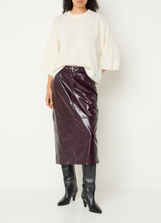 Copenhagen Muse CMSienna fijngebreide pullover van wol met ronde hals - voorkant 4 gebroken wit
